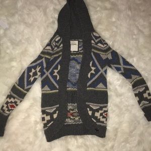 Grey tribal print cardigan
